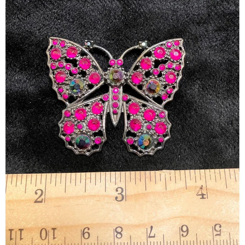 Butterfly Brooch Lot Womens Multicolor Rhinestone Enamel Filigree